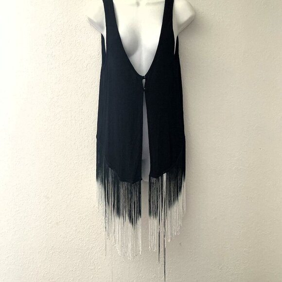 CHARLOETT RUSSE BOHO FRINGE CARDIGAN VEST LIGHTWEIGHT - Picture 2 of 10